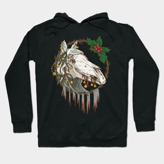 Mari Lwyd Grey Ghost Horse Hoodie by yaylemons